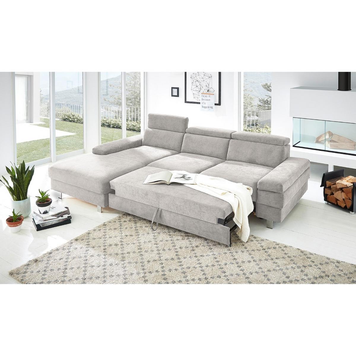 Ecksofa Elvis Silberfarben S: 182x259 Cm - Silberfarben, KONVENTIONELL, Textil (182/259cm) - Trendmanufaktur