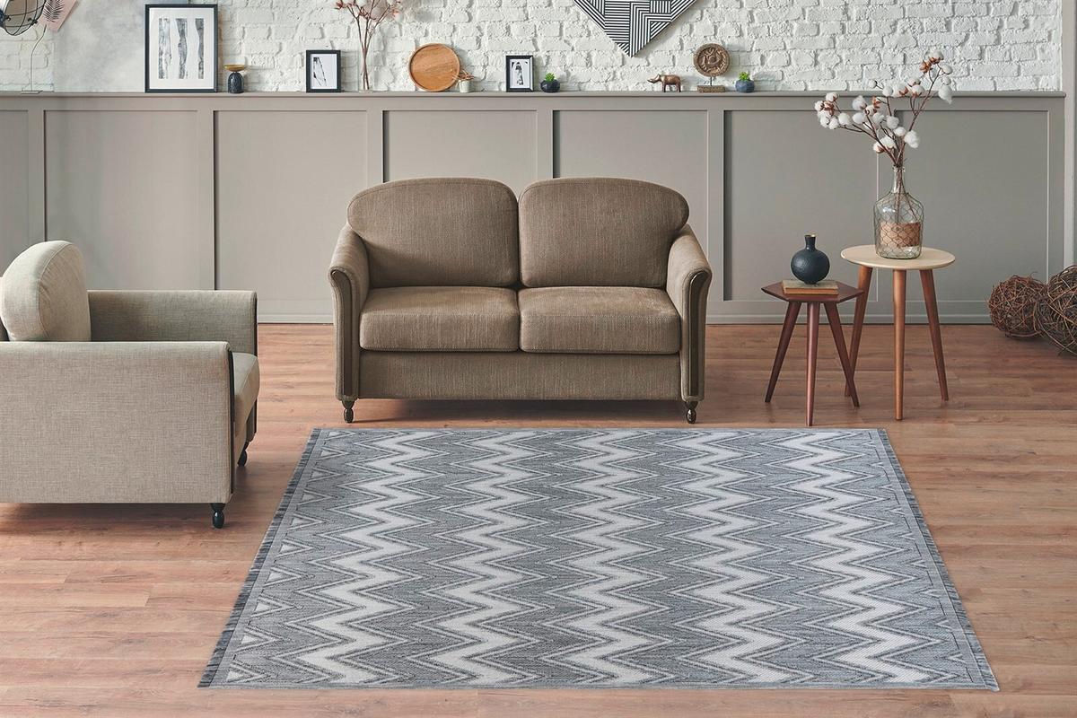 Teppich Grau/Weiß Sarai 160x230 cm - Weiß/Grau, KONVENTIONELL, Textil (160/230cm) - Kayoom