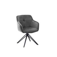 Stolička s podrúčkami EMMA, sivá - čierna/sivá, Modern, kov/textil (59/82/62cm) - MID.YOU