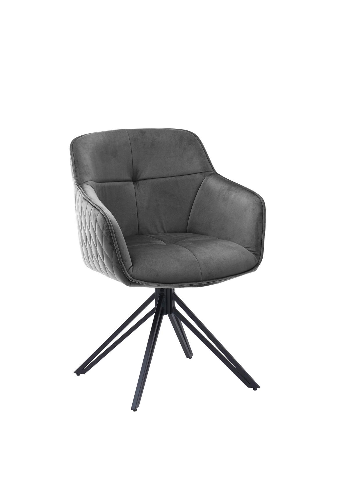 Stolička s podrúčkami EMMA, sivá - čierna/sivá, Modern, kov/textil (59/82/62cm) - MID.YOU