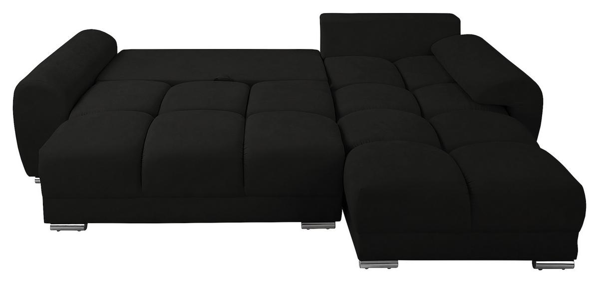 Ecksofa Azzuro Schwarz S: 256x175 cm - Silberfarben/Schwarz, Design, Textil (256/175cm) - Livetastic