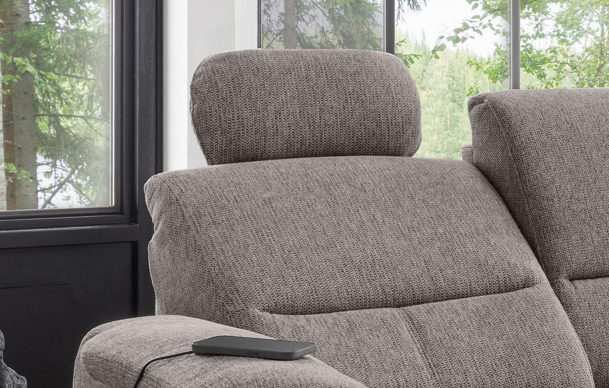 Ecksofa Mit Stauraum Parole Graubraun Chenille - Chromfarben/Graubraun, KONVENTIONELL, Textil (231/184cm) - Livetastic