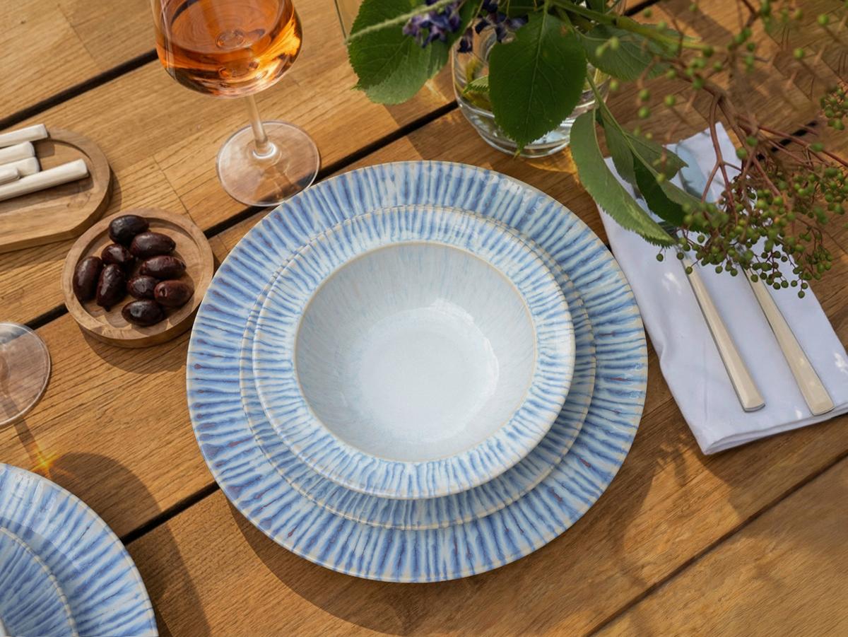 TAFELSERVICE Summertime Weiß Hellblau - Weiß/Hellblau, Design, Keramik - Creatable