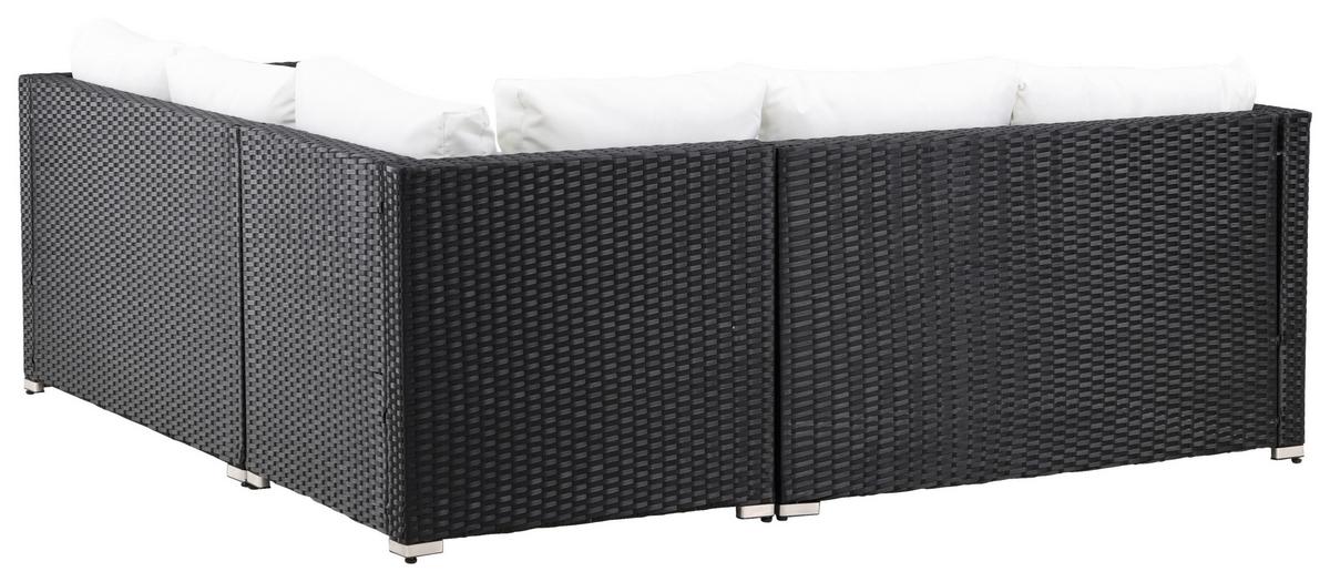 Loungegarnitur Kuba - Schwarz/Weiß, KONVENTIONELL, Glas/Kunststoff (59/180/64cm) - Gardenson