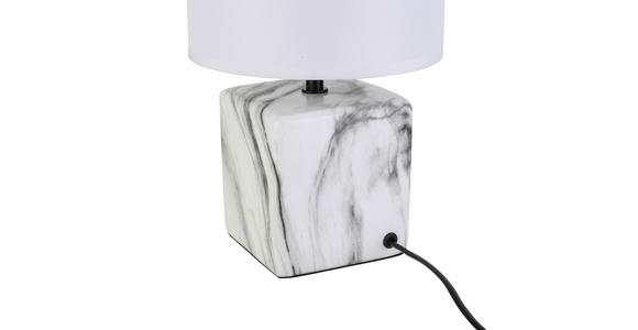 Tischleuchte Sabrina Weiß Marmoroptik mit Schalter - Schwarz/Weiß, Design, Keramik/Kunststoff (18,5/30,5cm) - James Wood