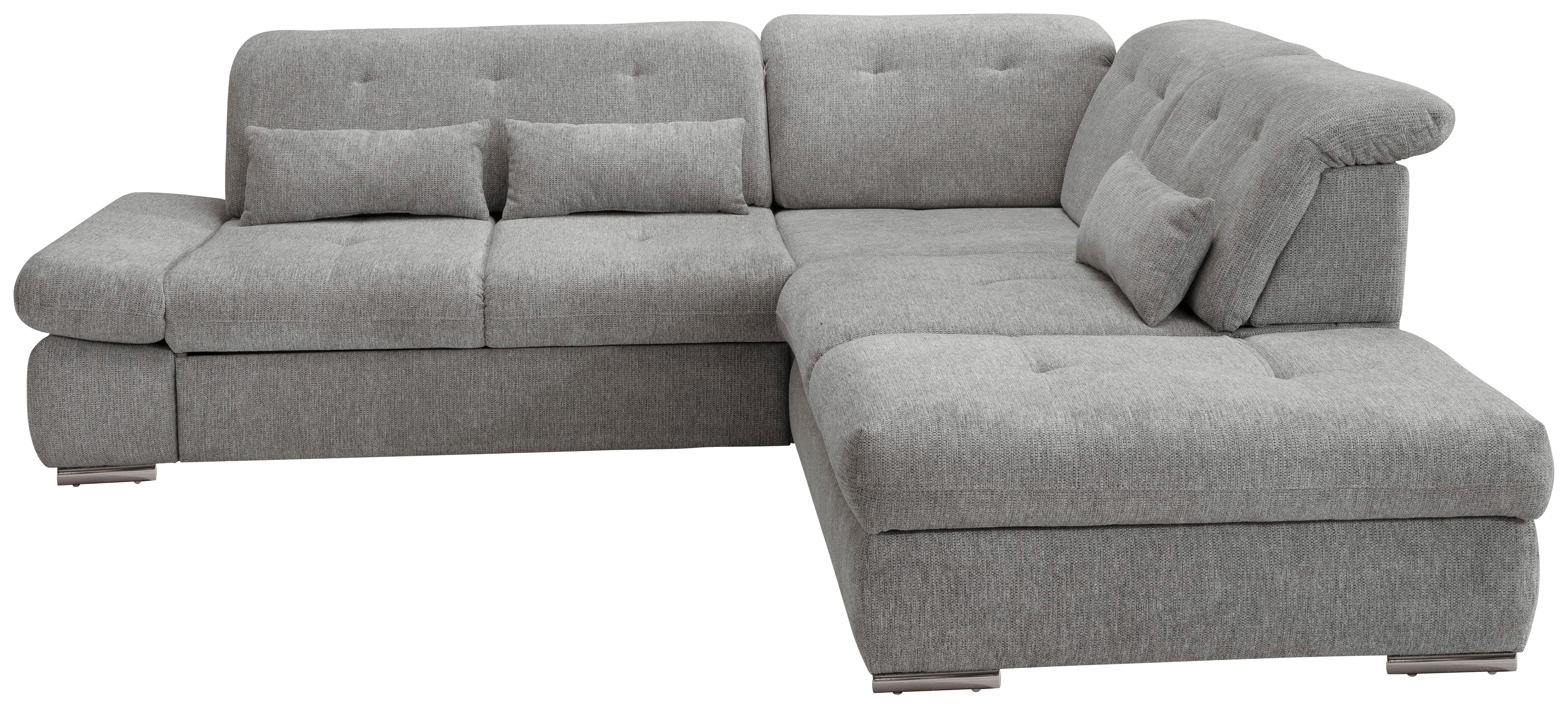Ecksofa mit Schlaffunktion Dalida Silberfarben Chenille - Chromfarben/Silberfarben, Design, Textil (280/254cm) - Livetastic