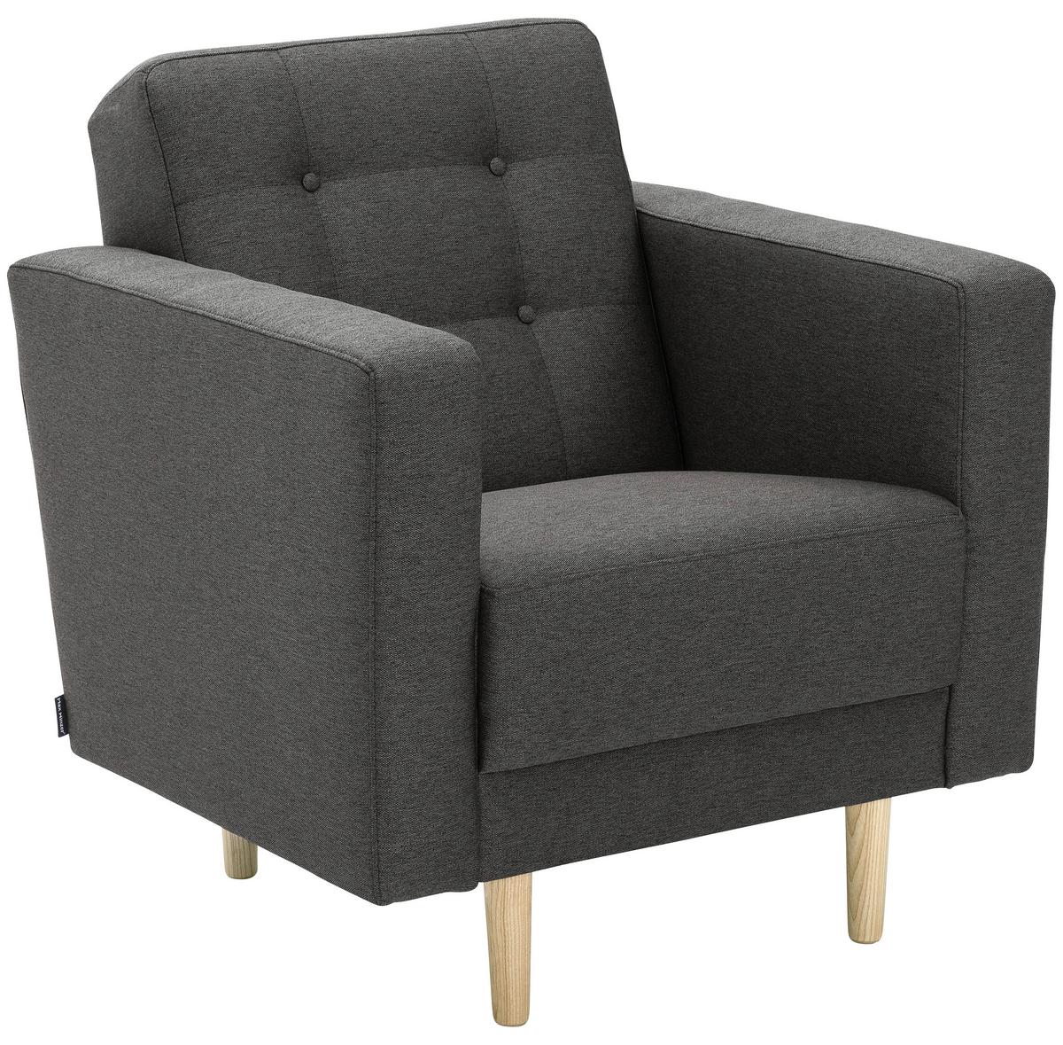 Polstersessel Mit Armlehnen Jasmin Flachgewebe Anthrazit - Eschefarben/Anthrazit, MODERN, Textil (75/81/83cm) - Max Winzer