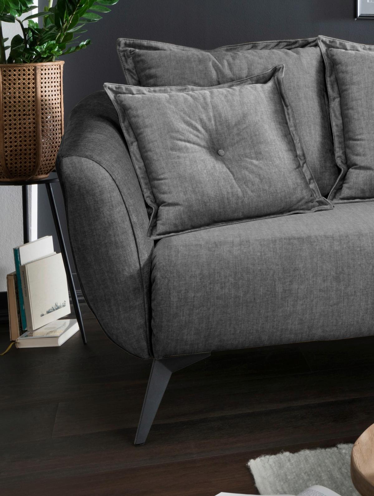 Ecksofa Baggio Mit Kissen Textil Grau - Schwarz/Grau, MODERN, Holz/Textil (277/94/162cm) - Livetastic