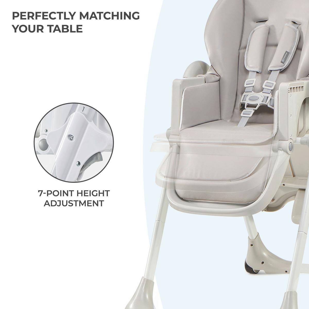 Hochstuhl Yummy Grau, B/H/T: 55,5x105x84,5cm - Grau, Basics (55.5/105/84.5cm) - Kinderkraft