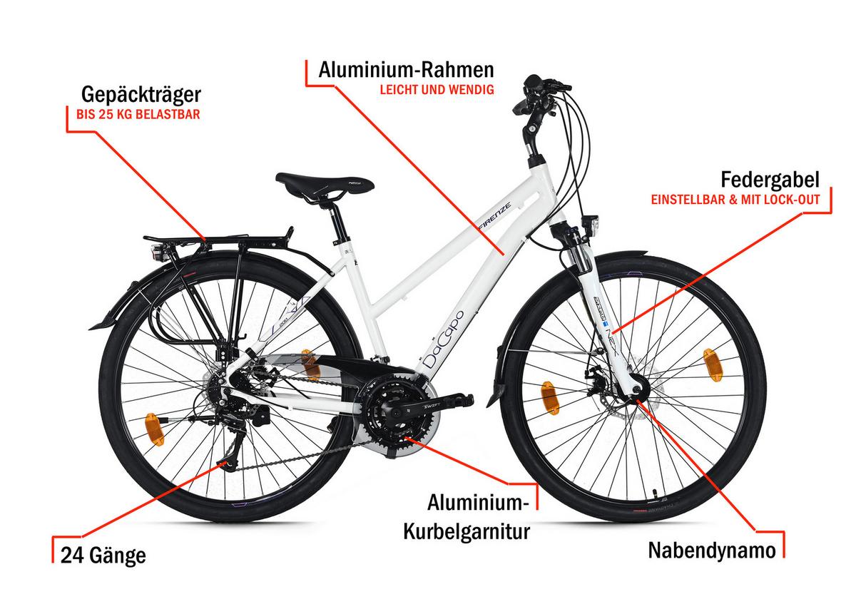 Trekkingrad Damen 28 Zoll - Weiß, Basics, Metall (25/140/60cm)