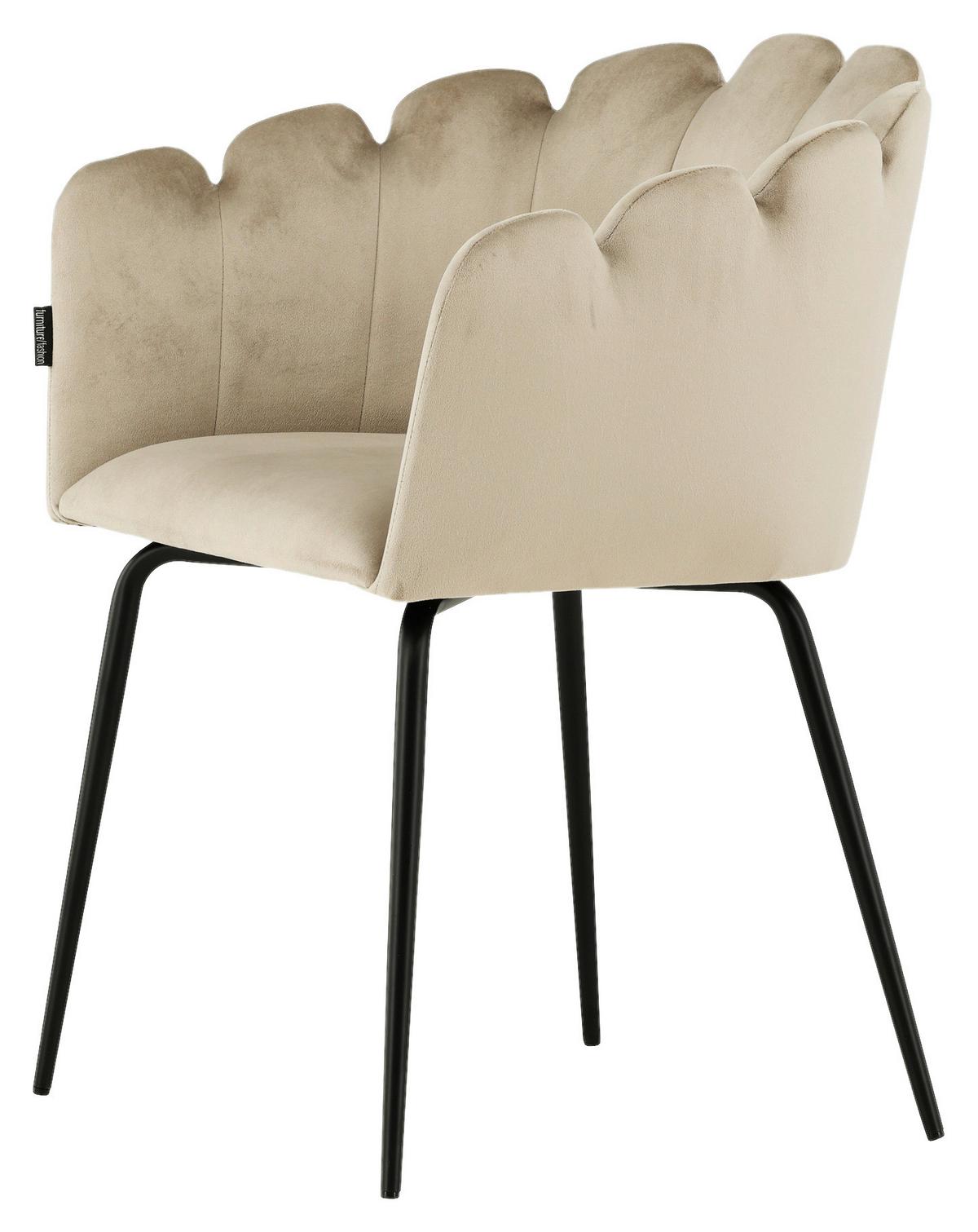Stuhl Limhamn - Beige/Schwarz, Design, Textil/Metall (52/76.5/51cm) - Livetastic