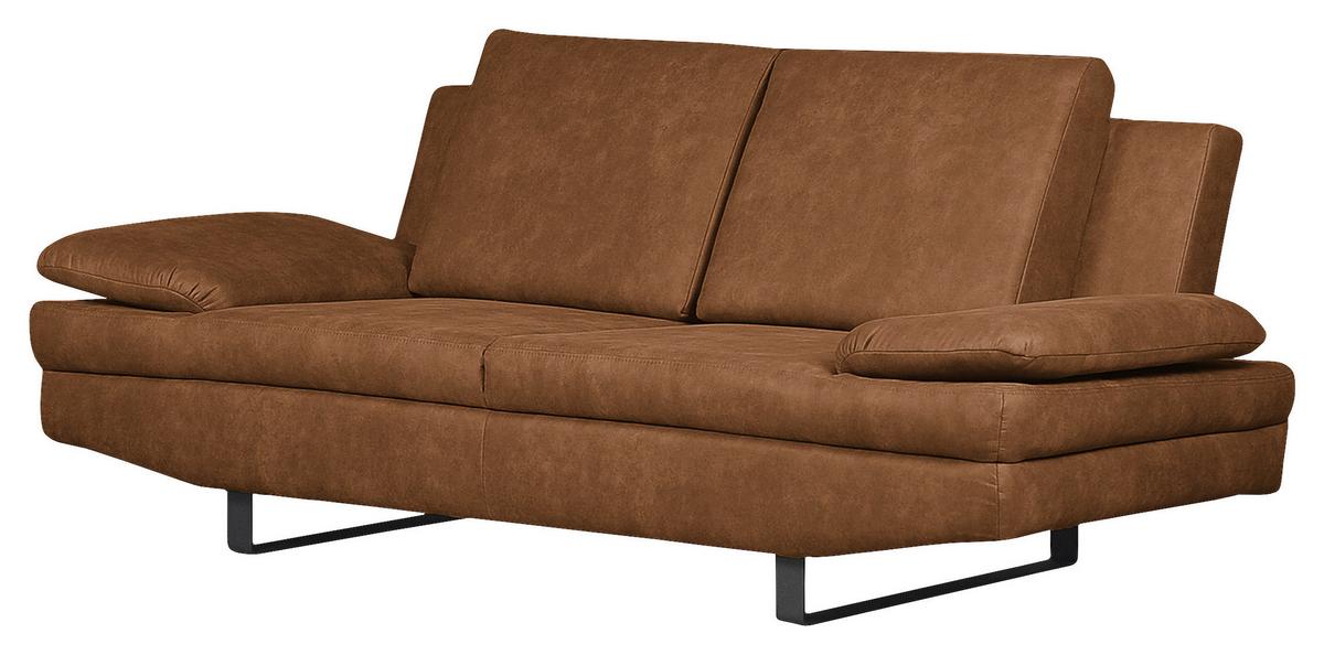 2-Sitzer-Sofa Jovanna, Cognac B: 198 cm - Cognac/Schwarz, Design, Textil (198/78/88cm) - MID.YOU