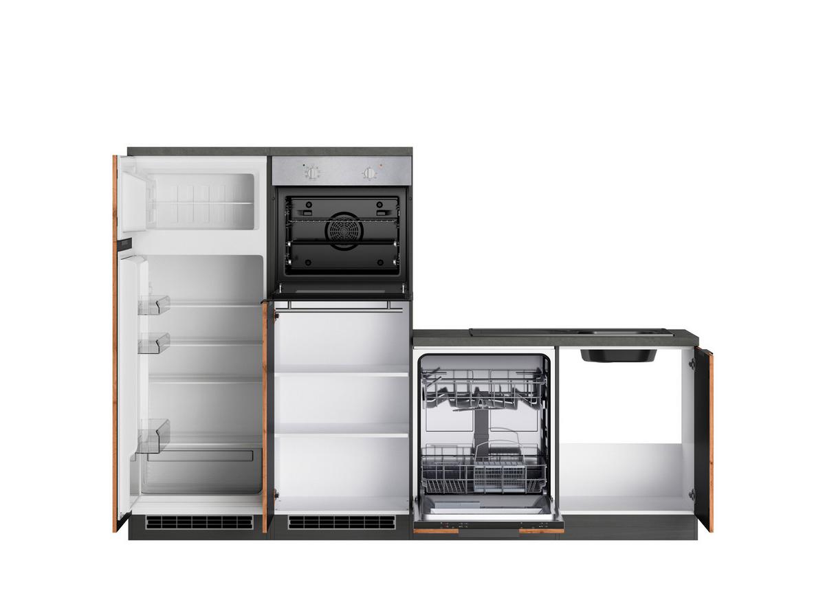 Eckküche Liverpool Graphit/ Eiche Dekor S: 300x240 cm - Schieferfarben/Eiche Wotan, Basics, Holzwerkstoff (300/240cm) - Held