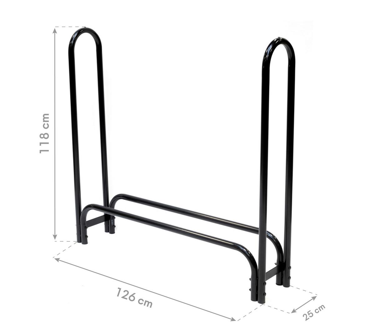 Kaminholzregal Kaminholzregal 126 Cm - Schwarz, Basics, Metall (25/118/126cm)