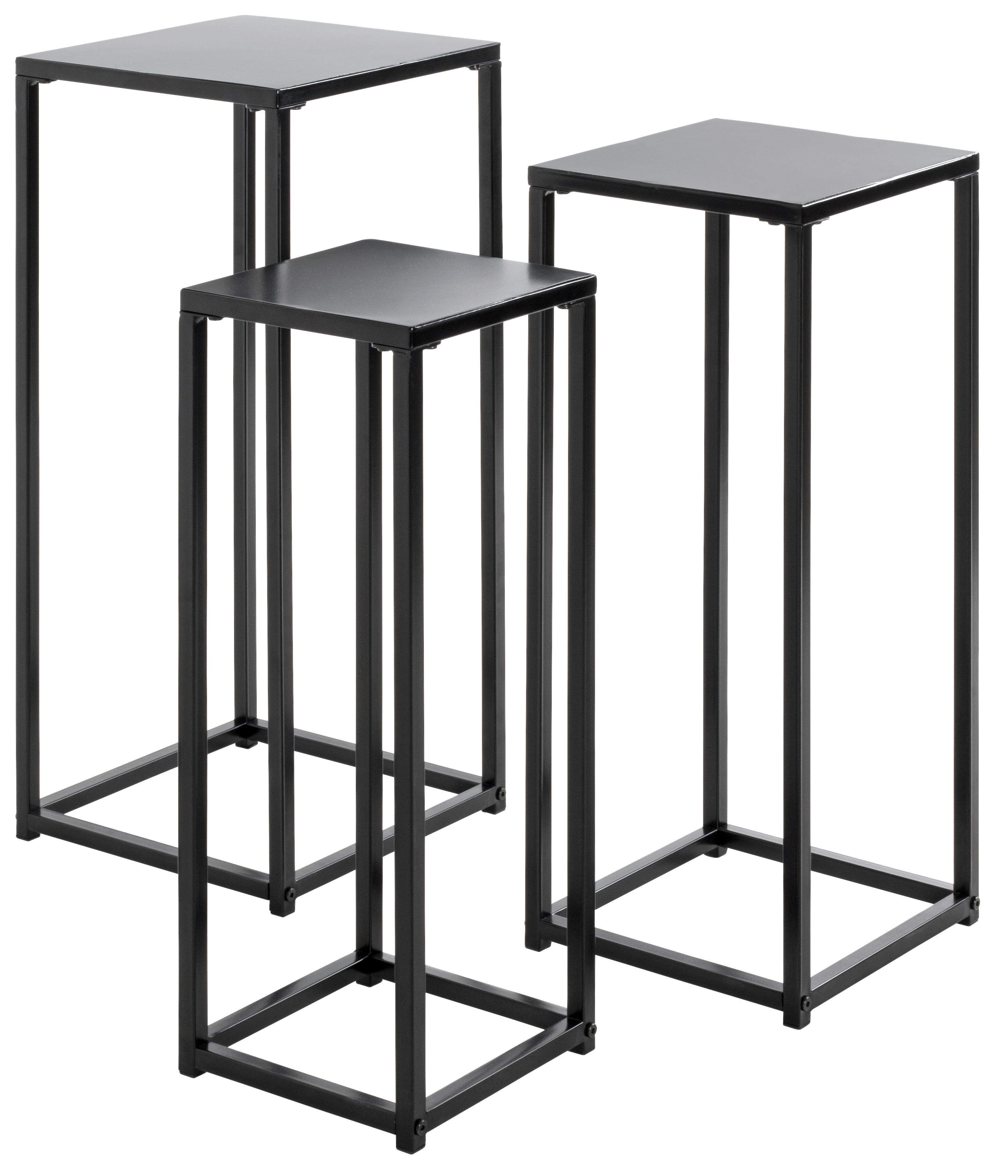 Blumensäule 3er-Set Metall Mit Ablagefläche Schwarz Blackburn - Schwarz, MODERN, Metall (30/71/30cm)