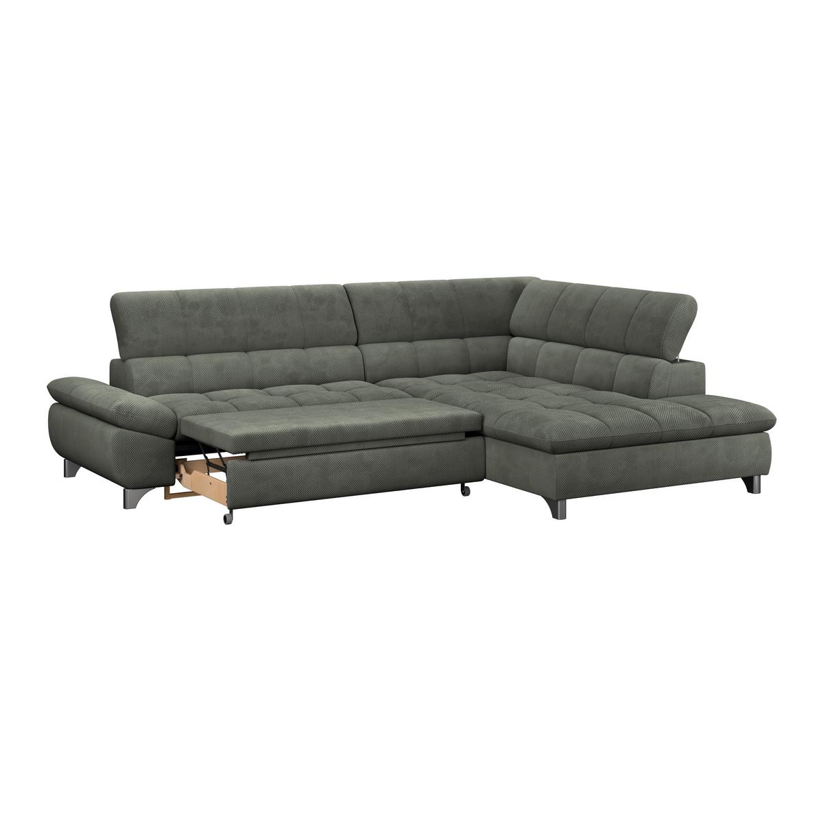 Ecksofa Gemini Grün, B: 312 cm - Chromfarben/Grün, KONVENTIONELL, Textil (312/234cm)