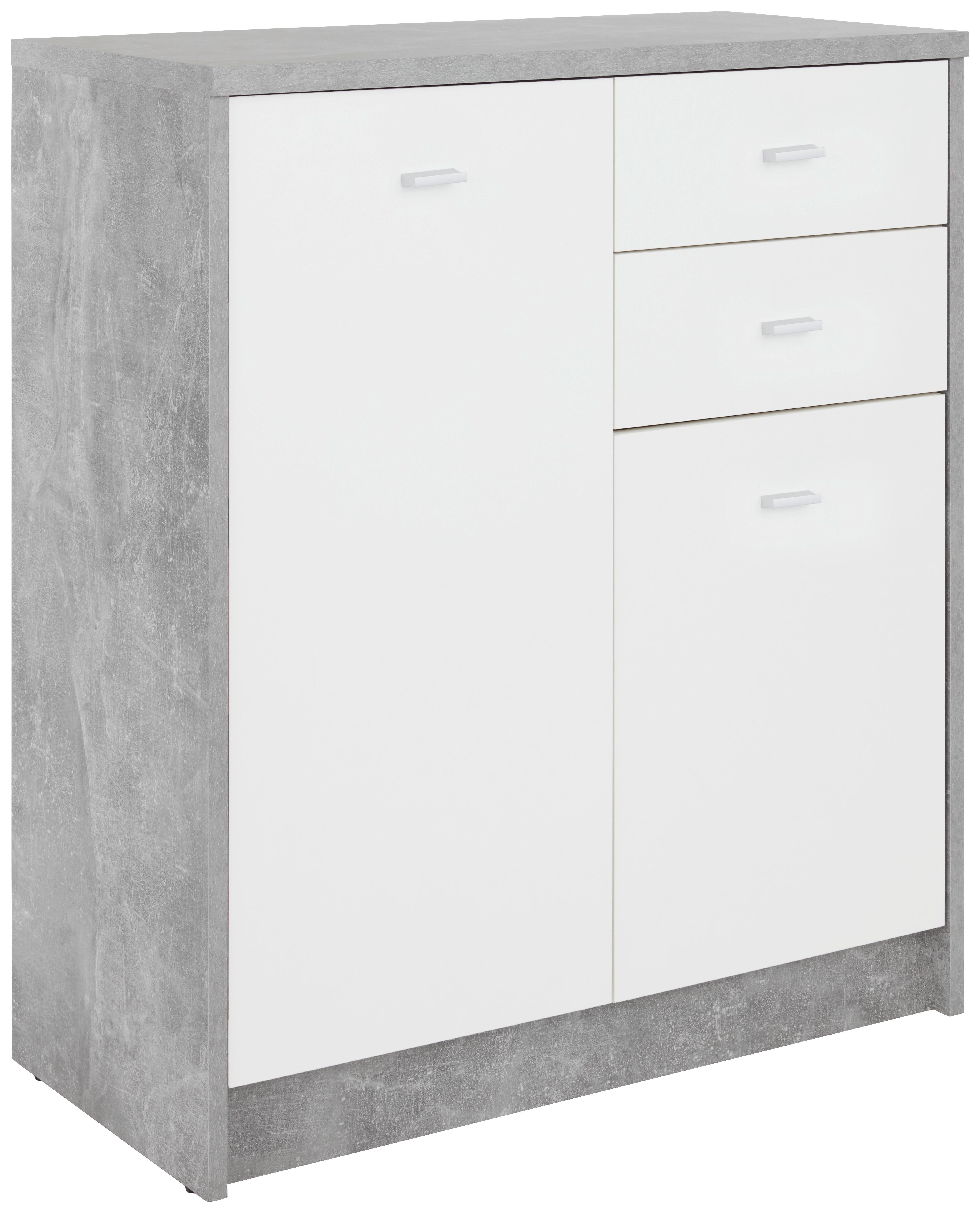 Kommode B 74cm 4-you New, Beton Optik/weiß - Schwarz/Weiß, MODERN, Holzwerkstoff (74/85,4/34,6cm)