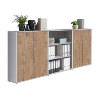 Office Edition B: 253,2 cm Eichefarben/Grau - Eichefarben/Grau, MODERN, Holzwerkstoff (253,2/113,6/33cm) - MID.YOU