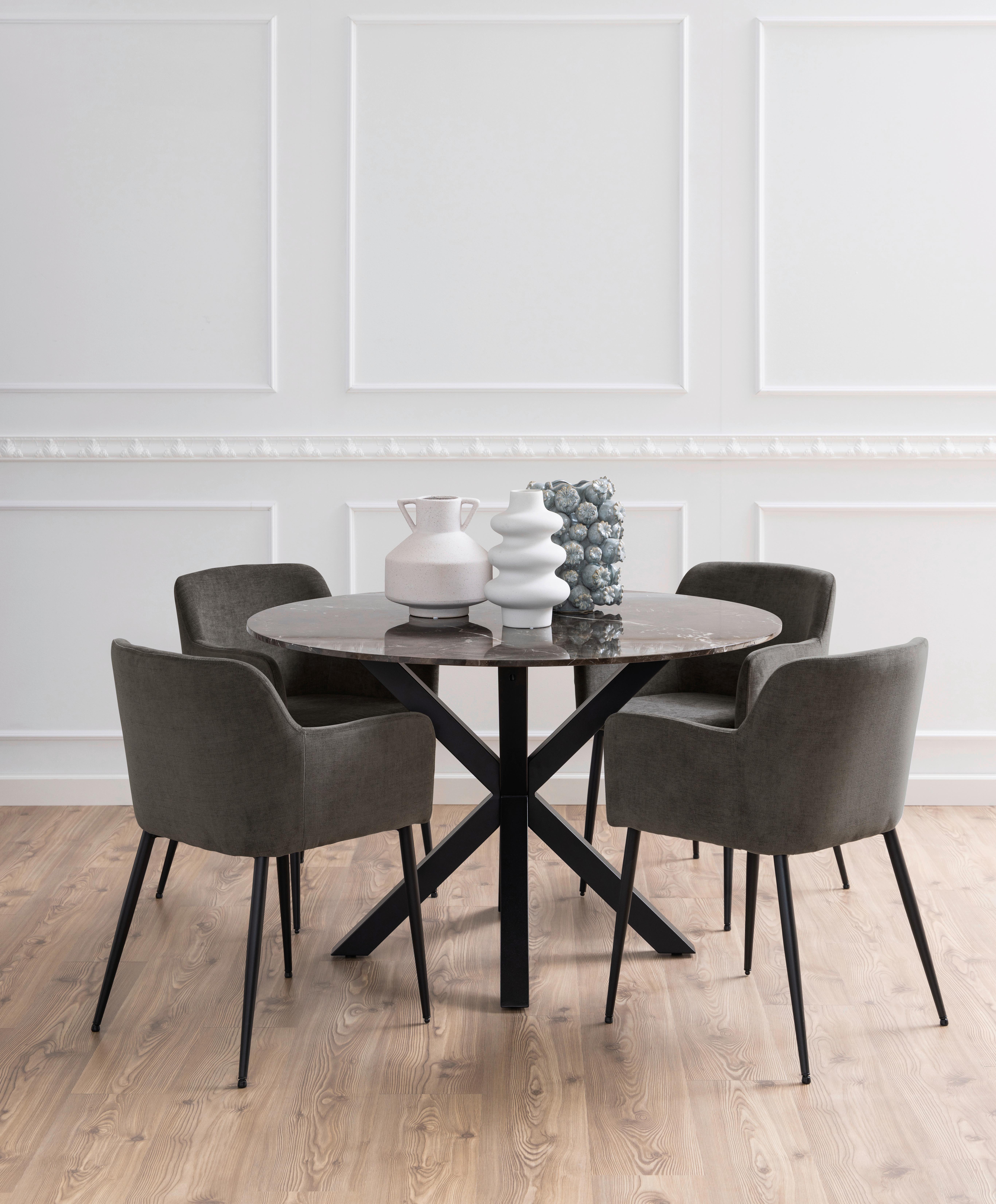 Esstisch Rund Heaven 120x75 cm Braun/Schwarz - Schwarz/Braun, MODERN, Stein/Metall (120/120/75cm) - MID.YOU