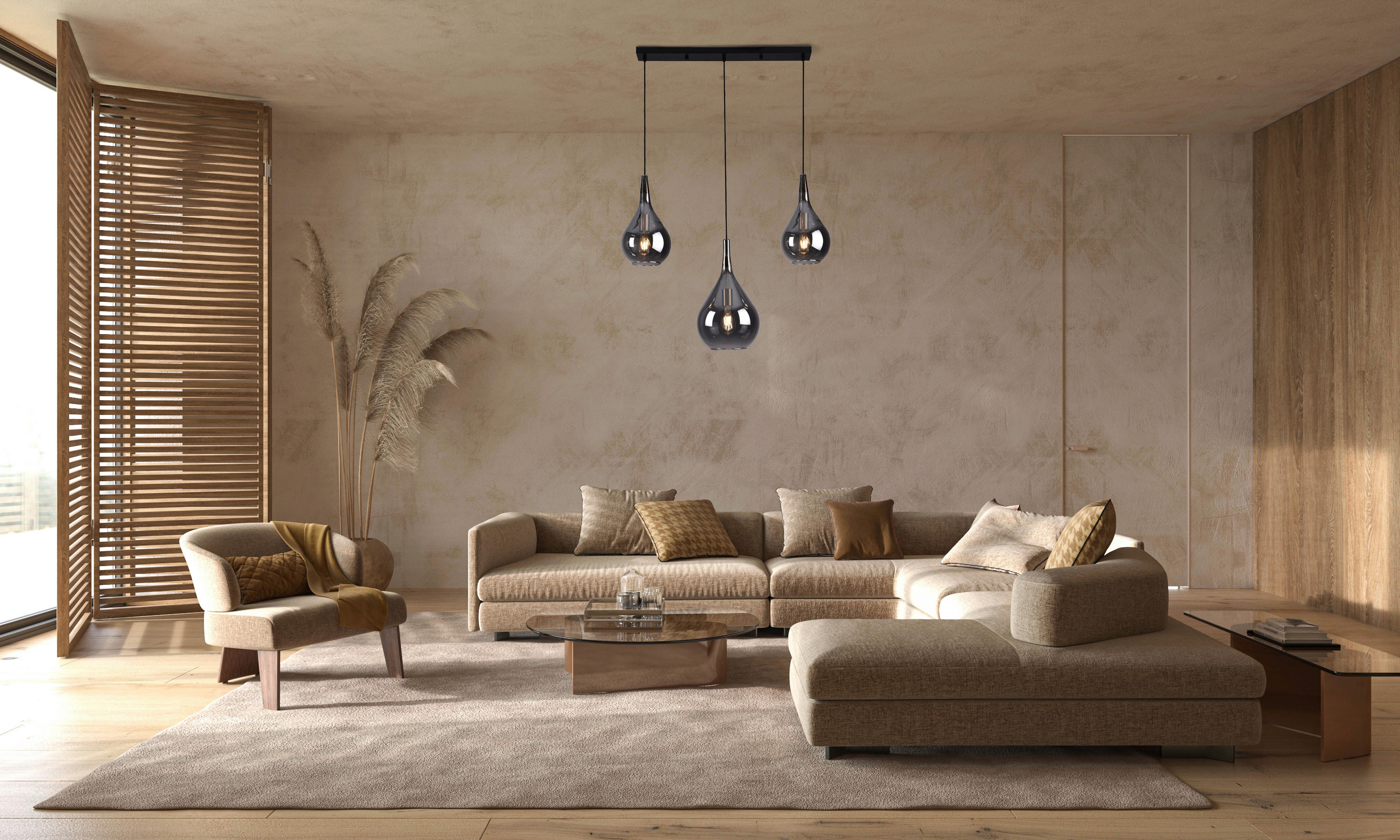 Pendelleuchte 7098722 Gota - Schwarz, Design, Glas/Metall (82.5/25/150cm) - Näve