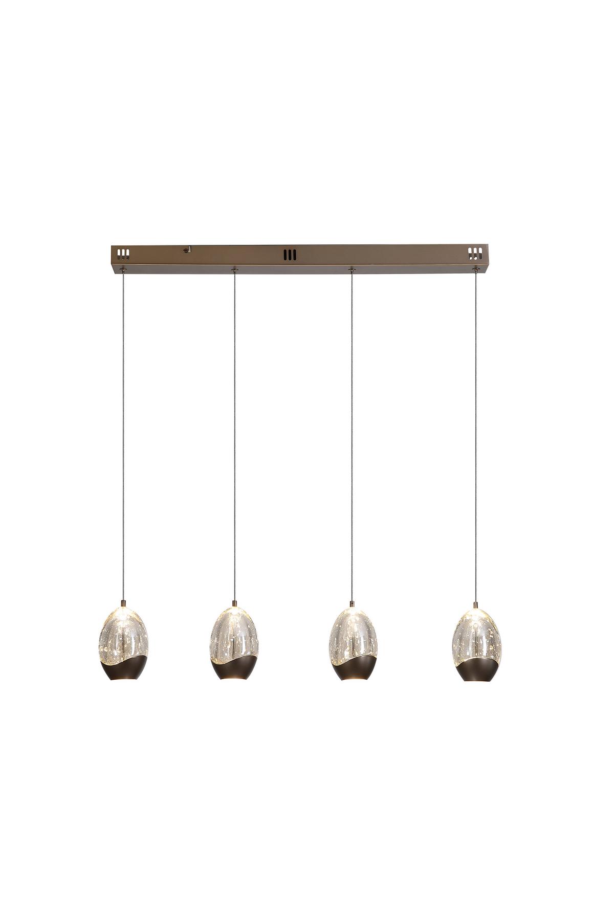 Led-hängeleuchte Charm Champagner Beige Transparent - Champagner/Transparent, Trend, Glas/Metall (70/9/150cm)