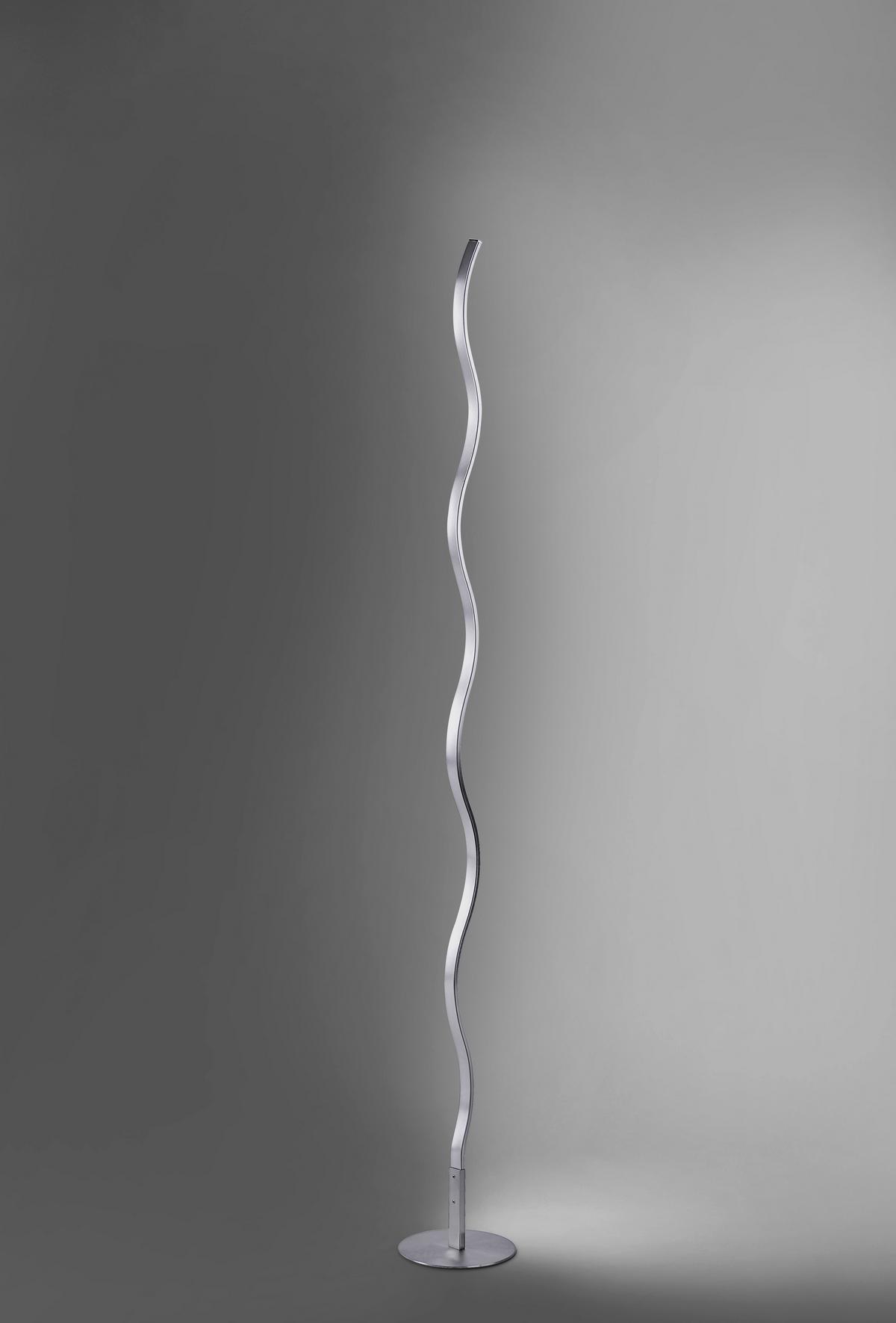 LED-Stehlampe Wave Silberfarben Länglich Wellen - Silberfarben, Design, Metall (14/14/120cm)