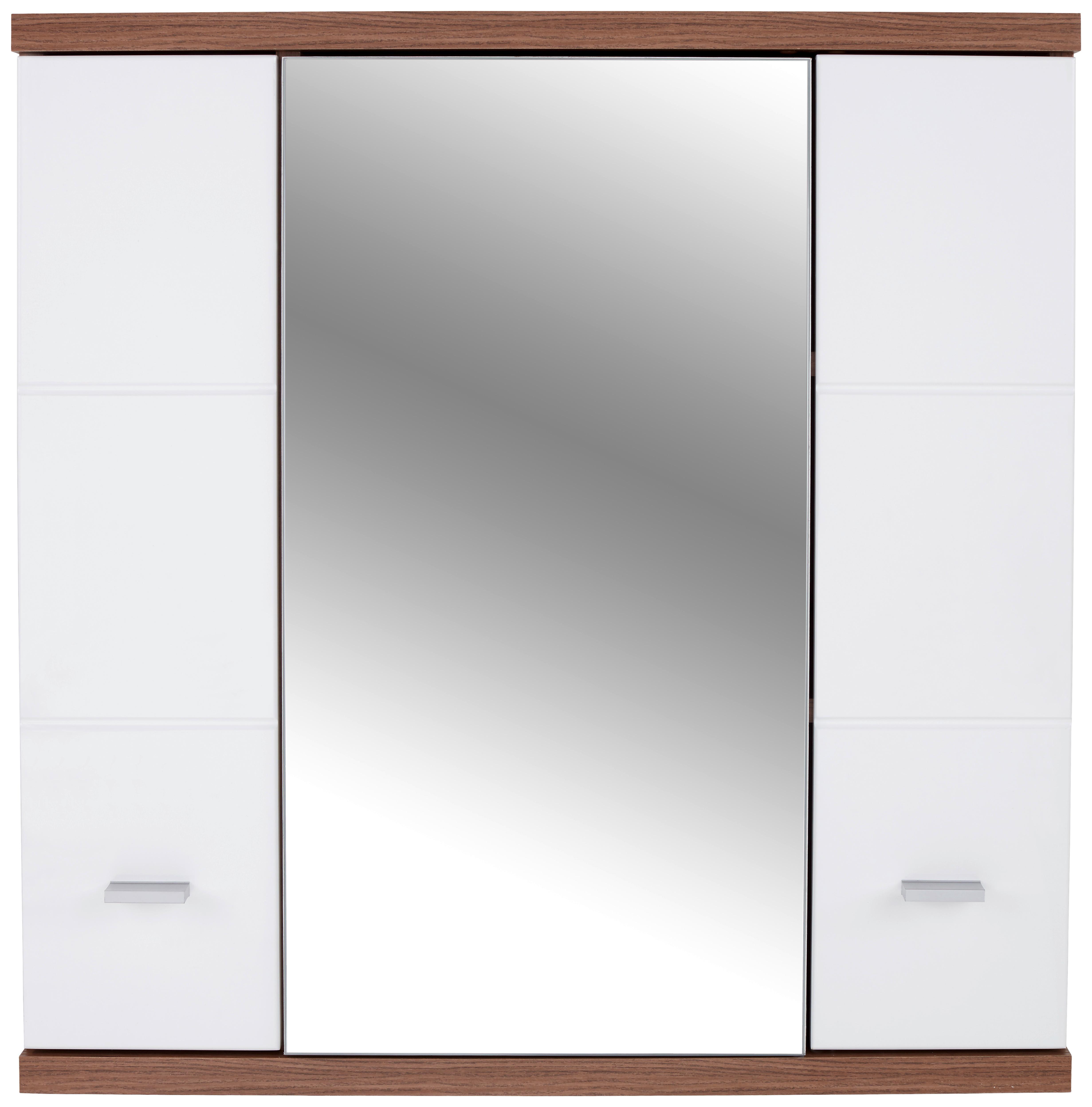 Hängender Spiegelschrank Bari B: 70cm, Weiß + Eiche Dekor - Weiß, KONVENTIONELL, Holzwerkstoff (70/70/25cm)