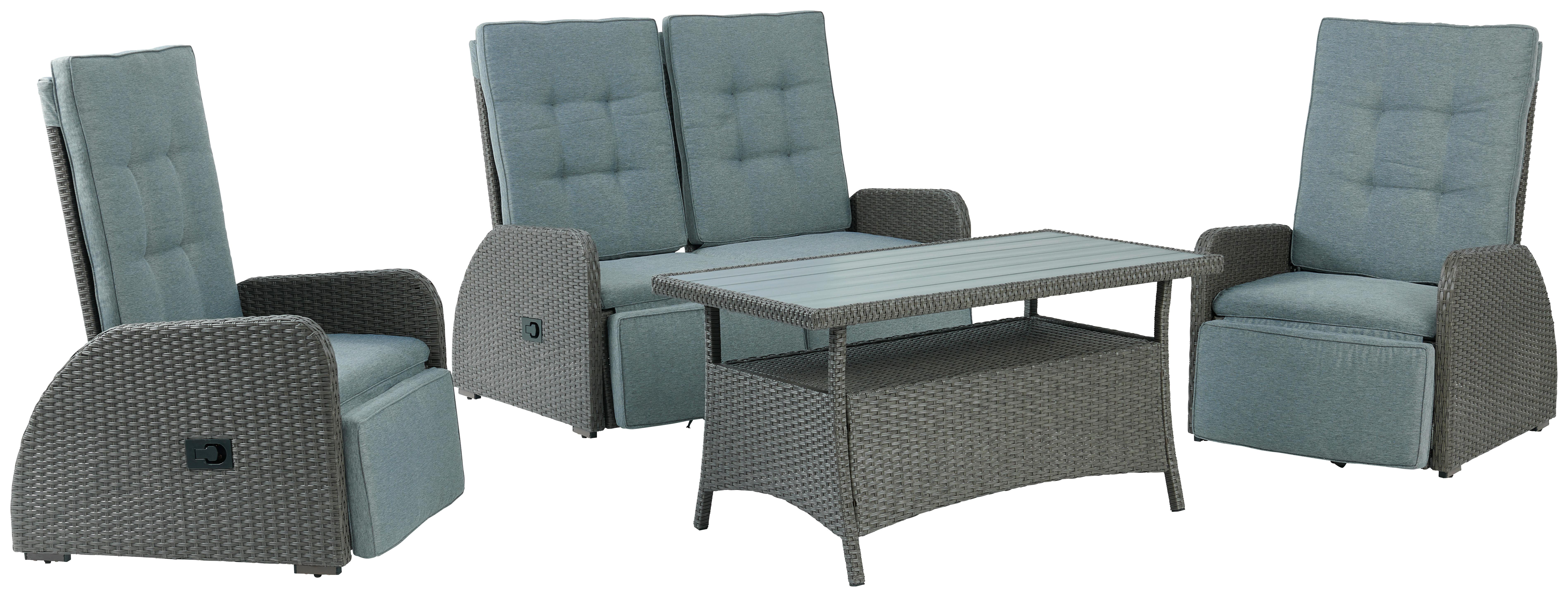 Loungegarnitur 4-tlg Santander Metall/polly-Rattan Mit Kissen - Grau, MODERN, Kunststoff/Textil - Beldano