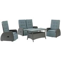 Loungegarnitur 4-Tlg Santander Metall/Polly-Rattan mit Kissen - Grau, MODERN, Kunststoff/Textil - Beldano