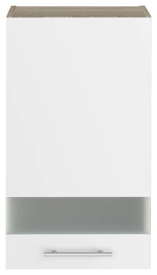 Felsőszekrény Corina - Sonoma tölgy/fehér, Modern, műanyag/Üveg (40/72,4/34,6cm)