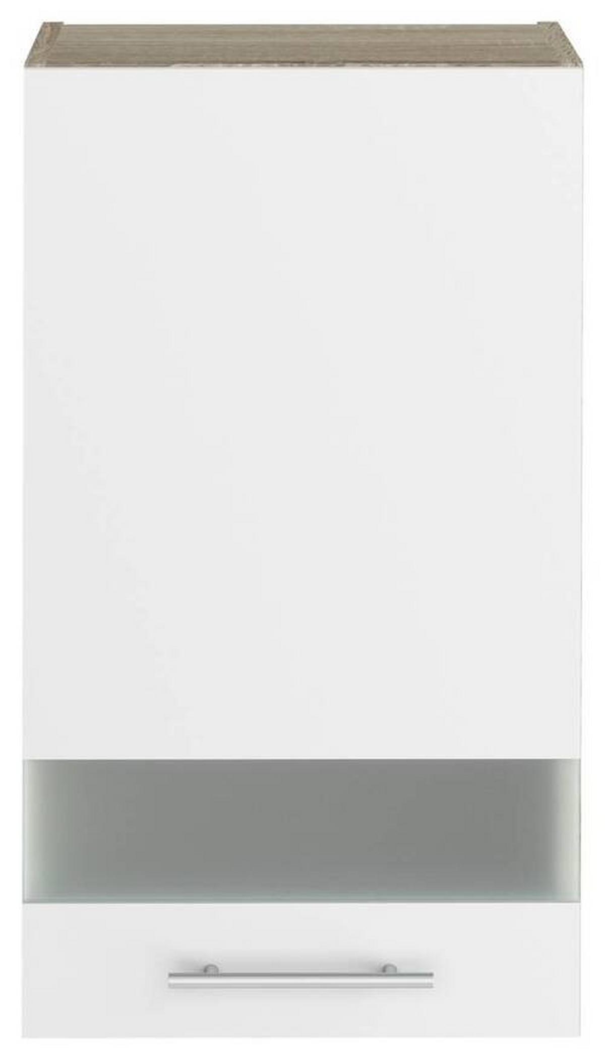 Felsőszekrény Corina - Sonoma tölgy/fehér, Modern, műanyag/Üveg (40/72,4/34,6cm)