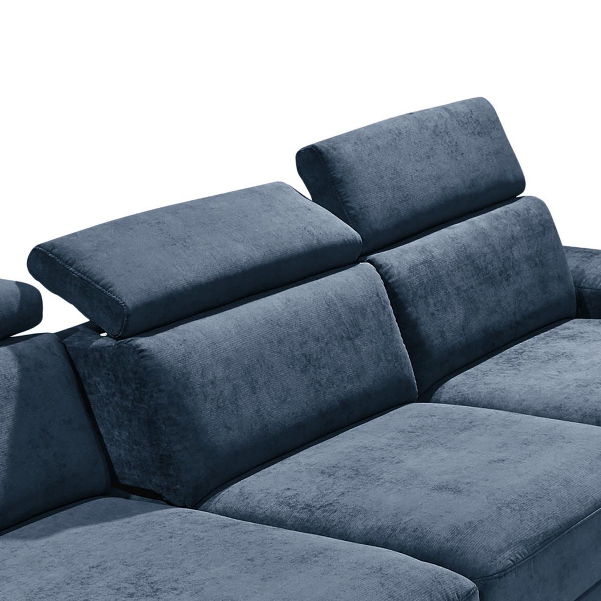 Ecksofa Elvis Dunkelblau S: 259x182 Cm - Silberfarben/Dunkelblau, KONVENTIONELL, Textil (259/182cm) - Trendmanufaktur