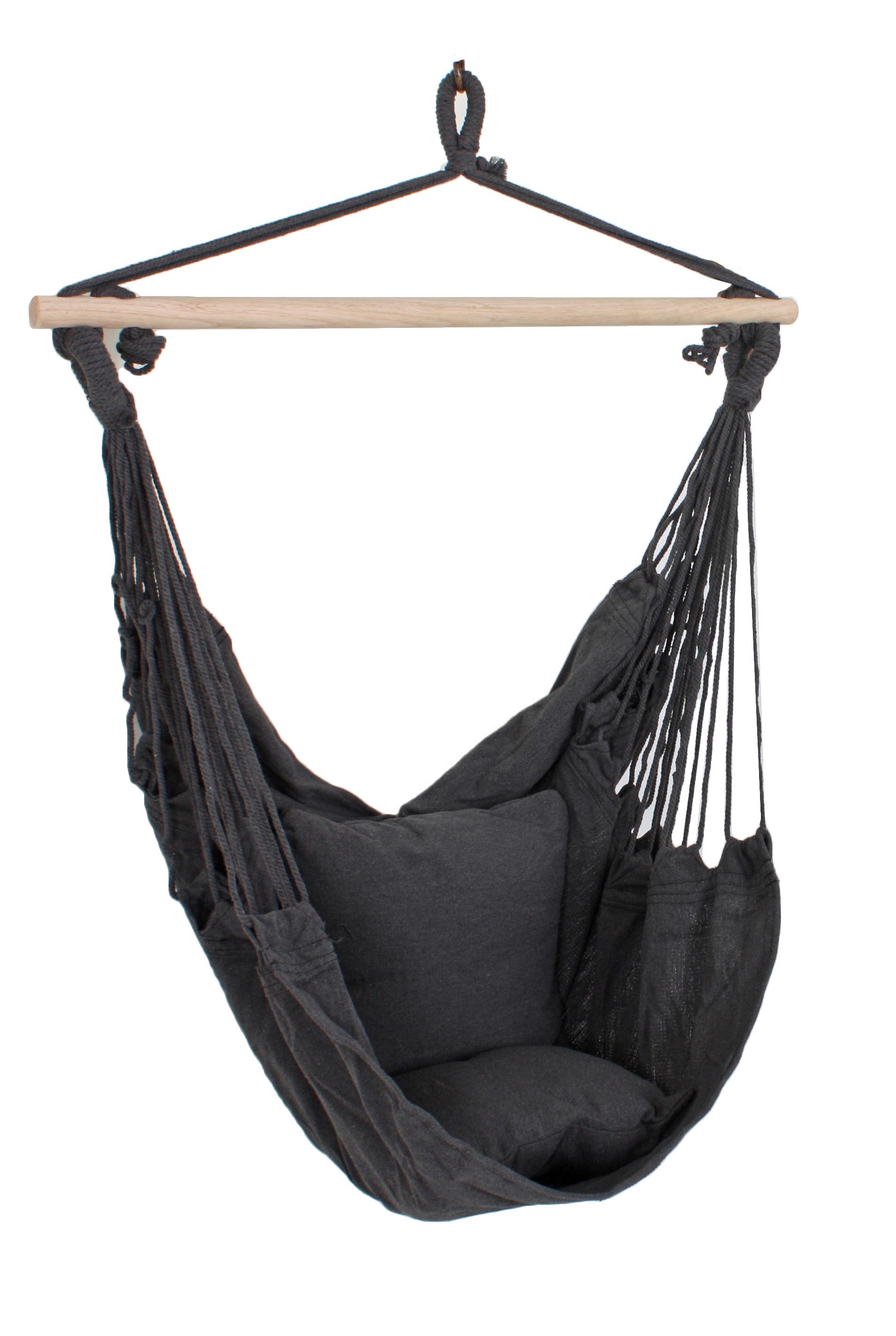 Hängesessel Anthrazit Hellbraun B: 90 cm - Hellbraun/Anthrazit, Trend, Holz/Textil (90/120/60cm)