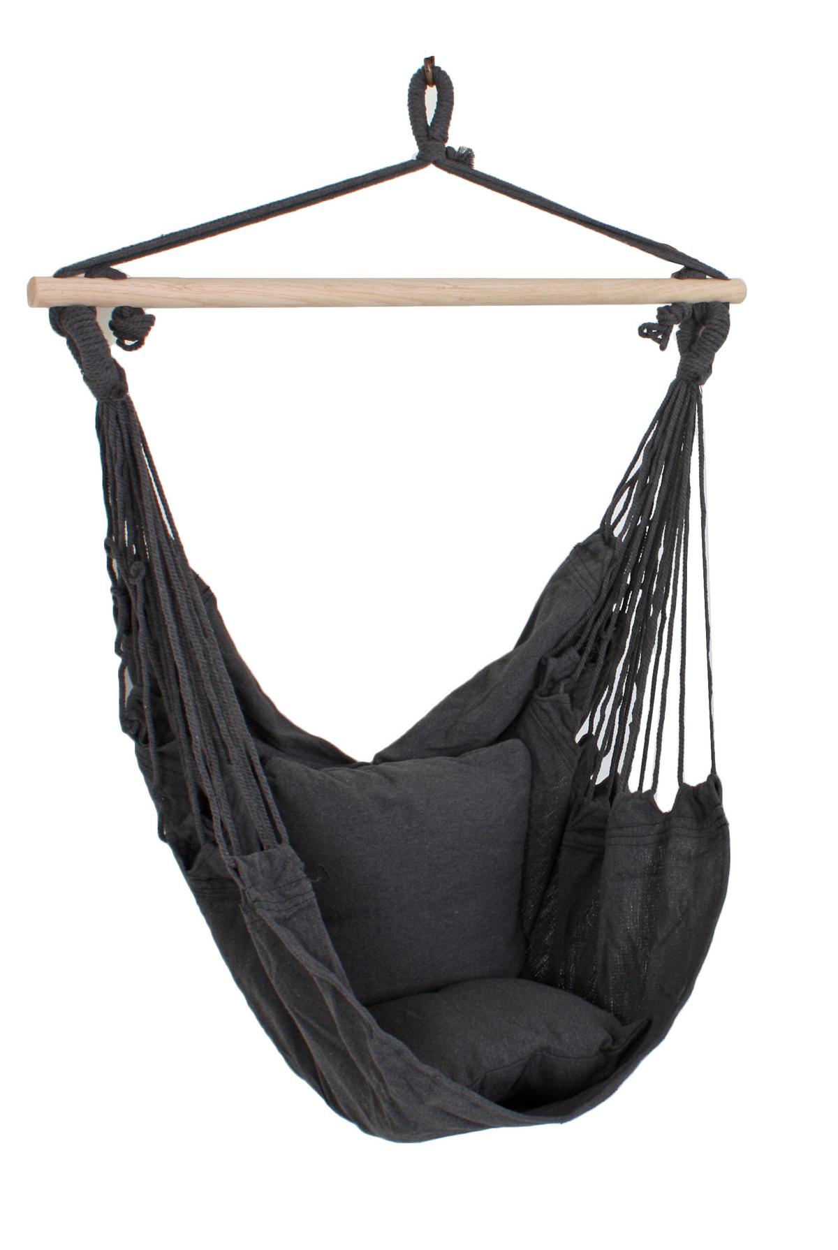 Hängesessel Anthrazit Hellbraun B: 90 cm - Hellbraun/Anthrazit, Trend, Holz/Textil (90/120/60cm)