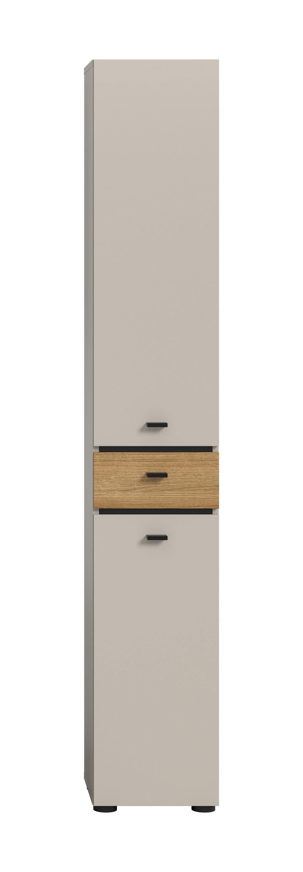 Hochschrank Aqua Kaschmir/Eichefarben B: 32cm - Kaschmir/Eichefarben, Trend, Holzwerkstoff (32/191/30cm) - MID.YOU