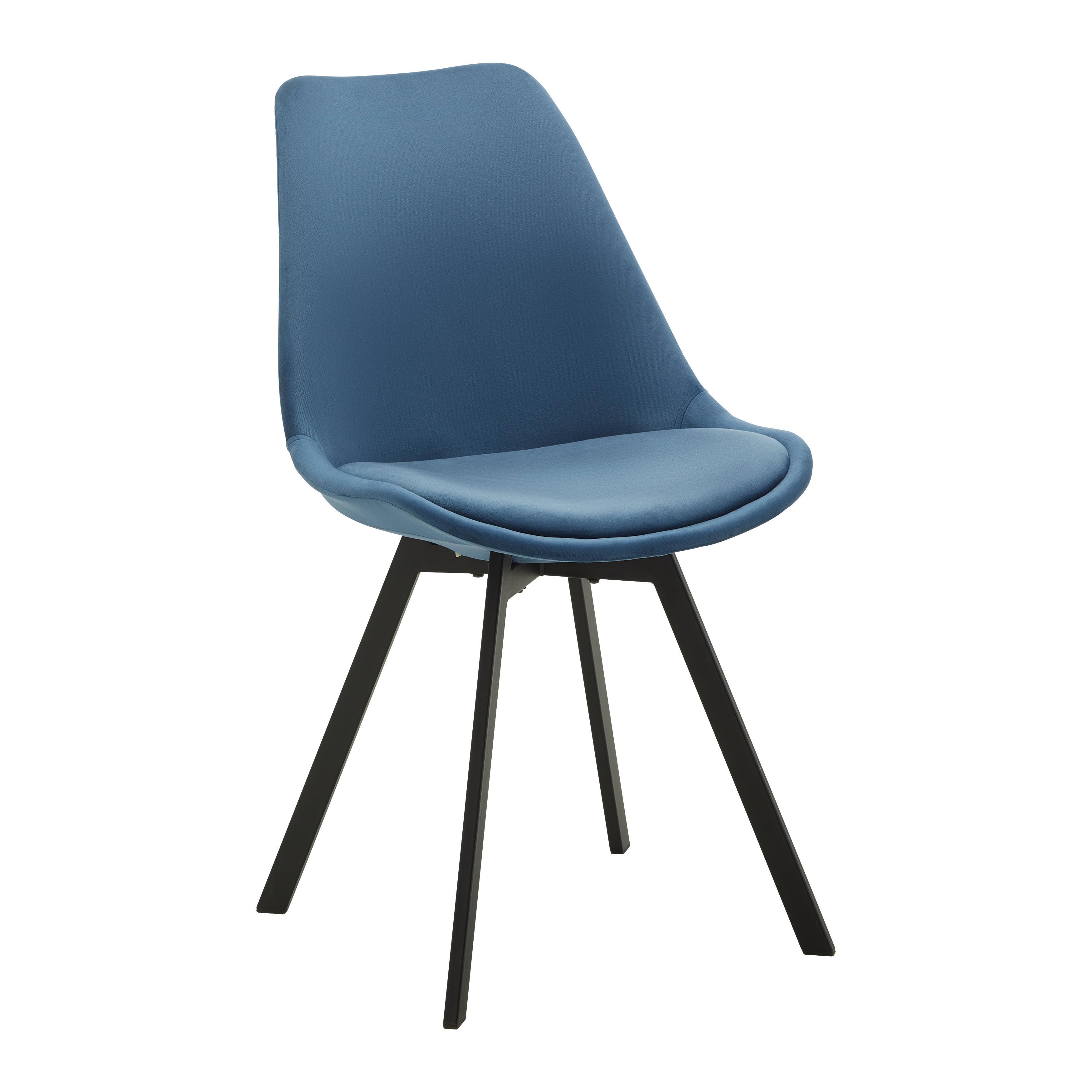 Židle ze sametu Mia - modrá - petrolej/černá, Moderní, kov/textil (45/84/55cm) - P & B