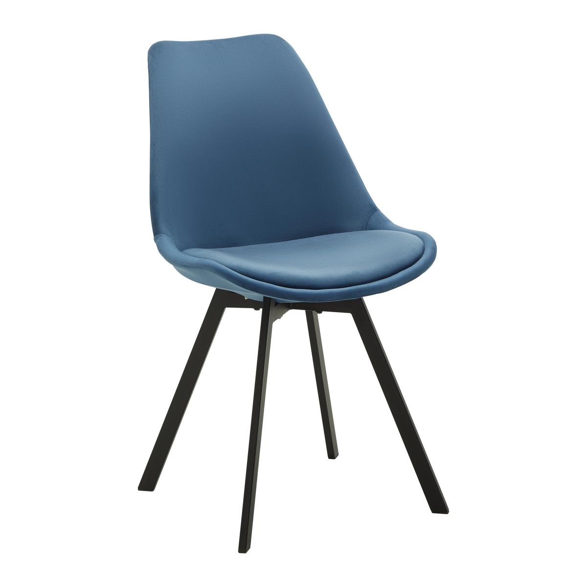 Židle ze sametu Mia - modrá - petrolej/černá, Moderní, kov/textil (45/84/55cm) - P & B