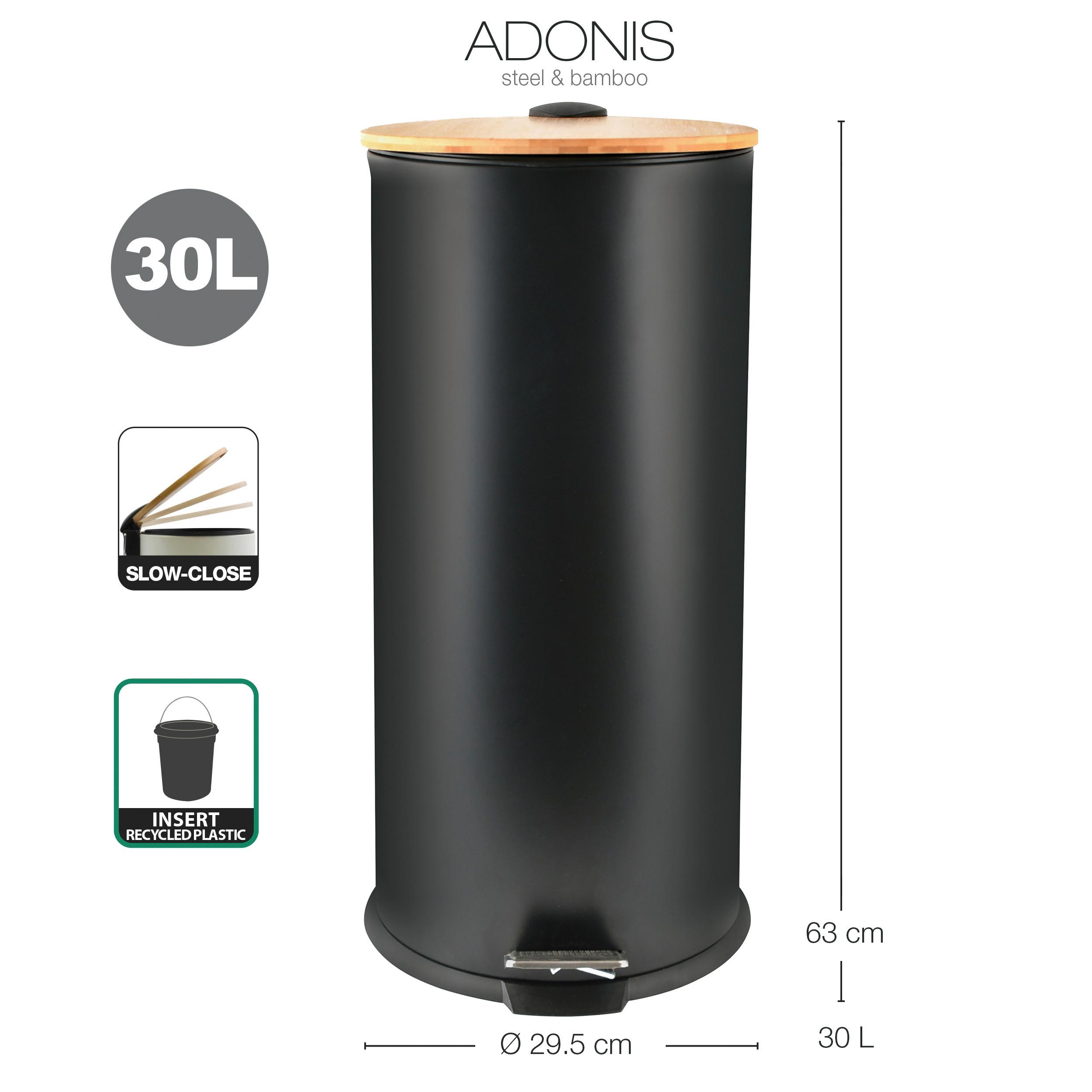 Abfalleimer Stahl Schwarz, 30l Inkl.deckel - Schwarz, Basics, Metall (29,5/63/29,5cm) - Spirella