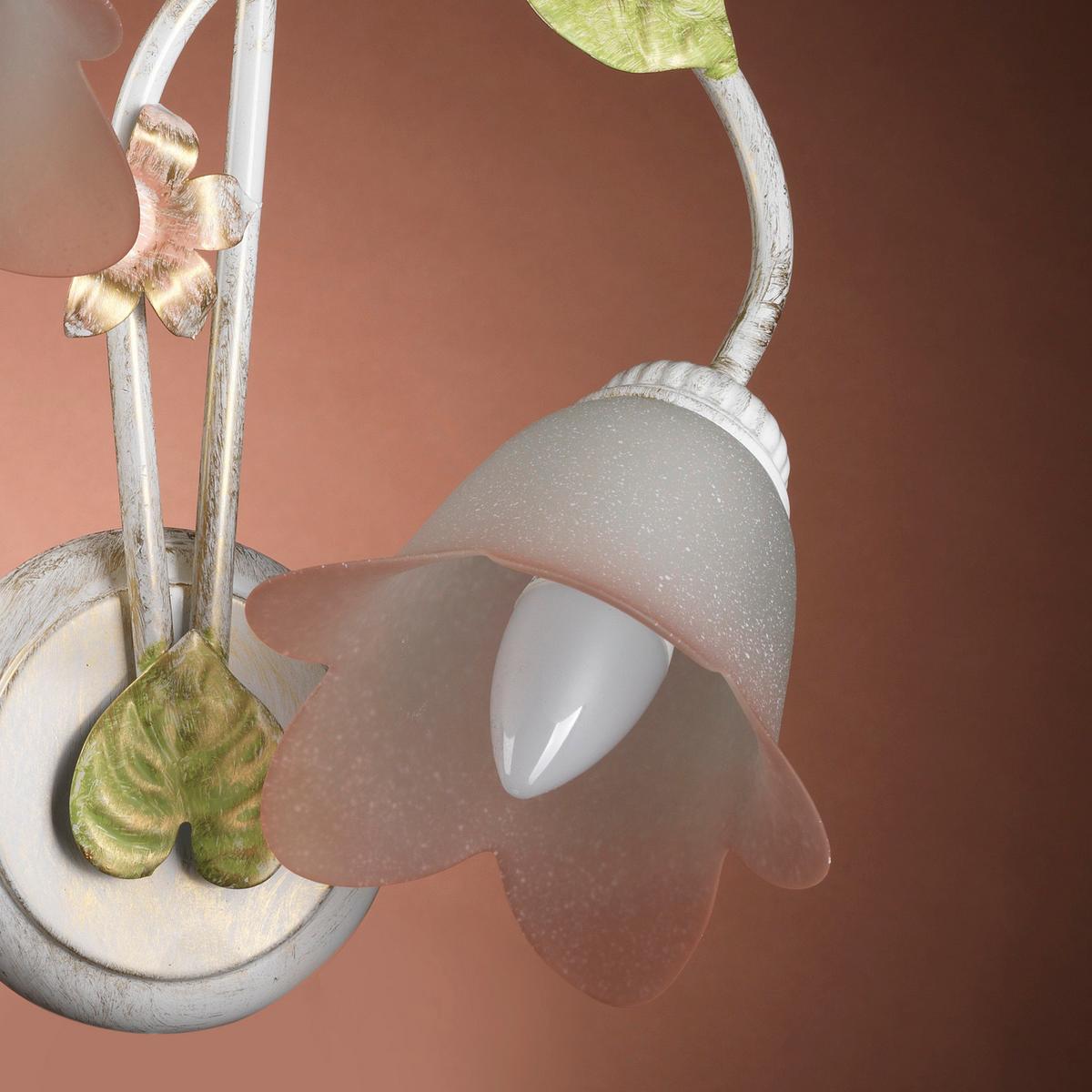 Wandleuchte 4217/ap2 - Weiß, Natur, Glas/Metall (30/25/40cm)