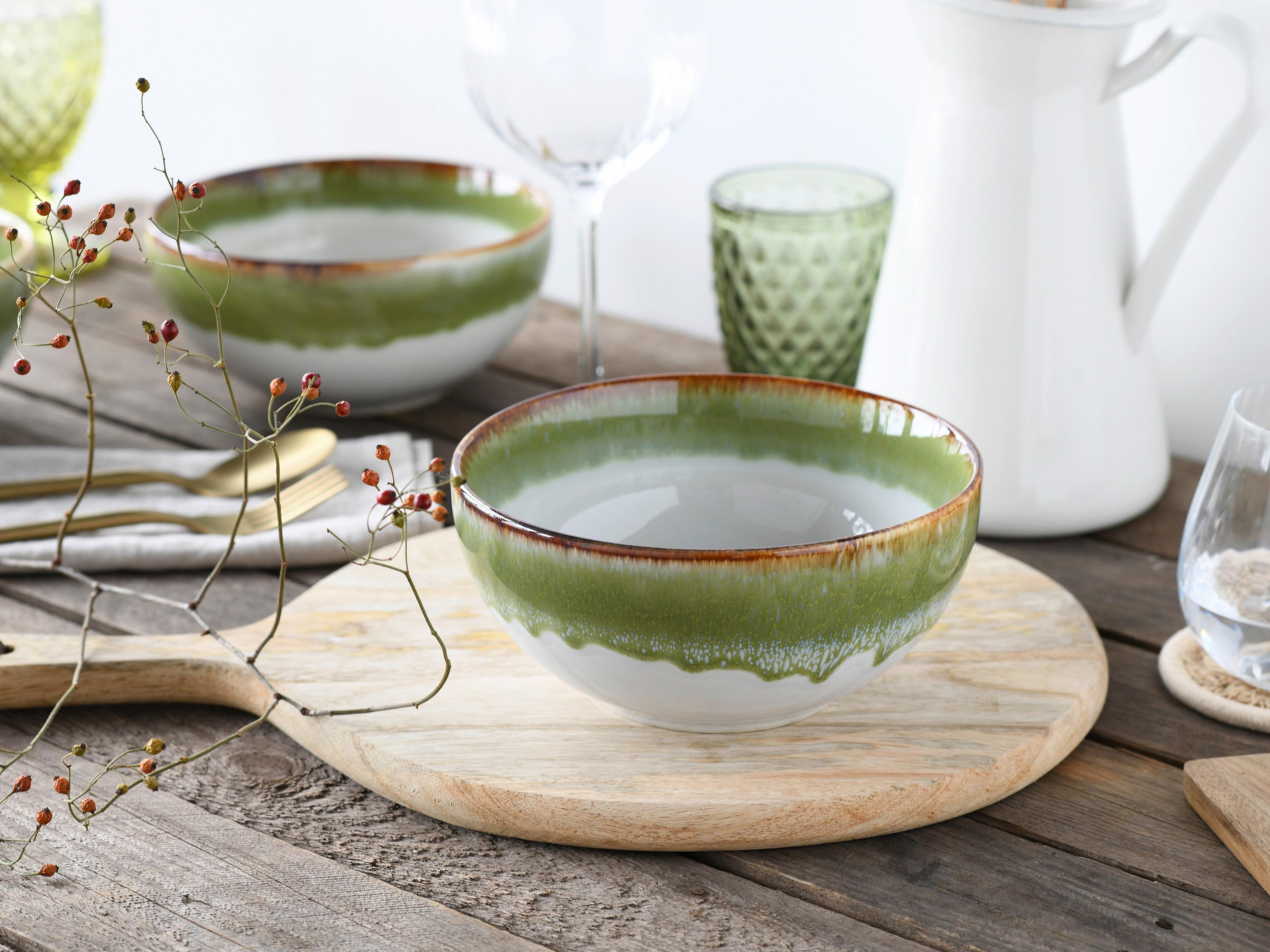 Miska CASCADE - zelená, Moderní, keramika (17,5 cm/17,5 cm/8 cmcm) - Creatable