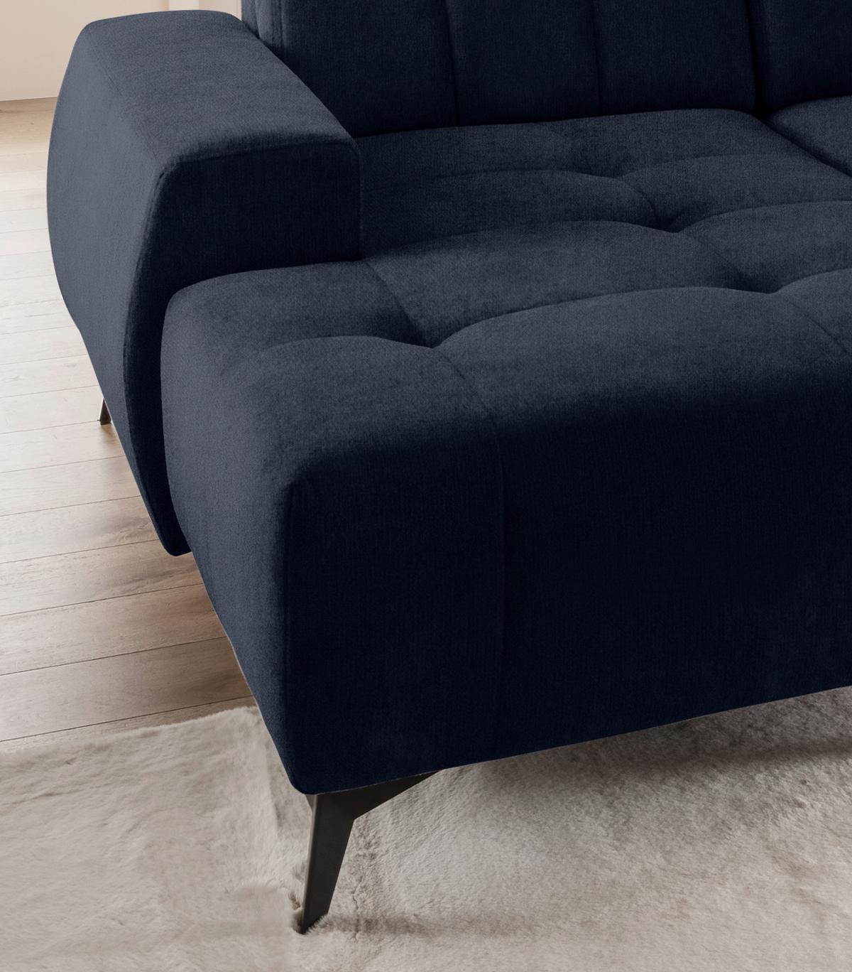 Ecksofa, Sitzvorzug Elektrisch Sano, Dunkelbl., 180x337x200cm - Schwarz/Dunkelblau, MODERN, Textil (180/337/200cm) - Livetastic