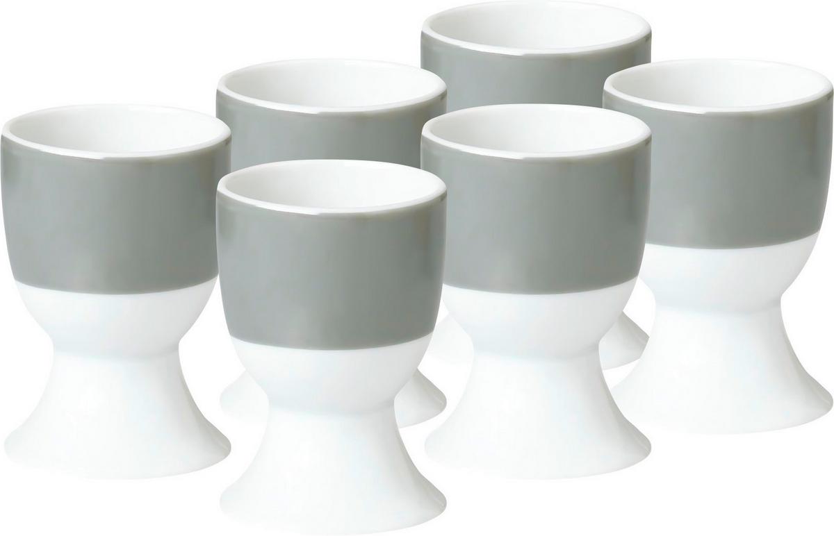 Eierbecherset Grau Weiß 6-Teilig D: 4,5 Cm - Weiß/Grau, Basics, Keramik (4,5/6,5cm) - Van Well