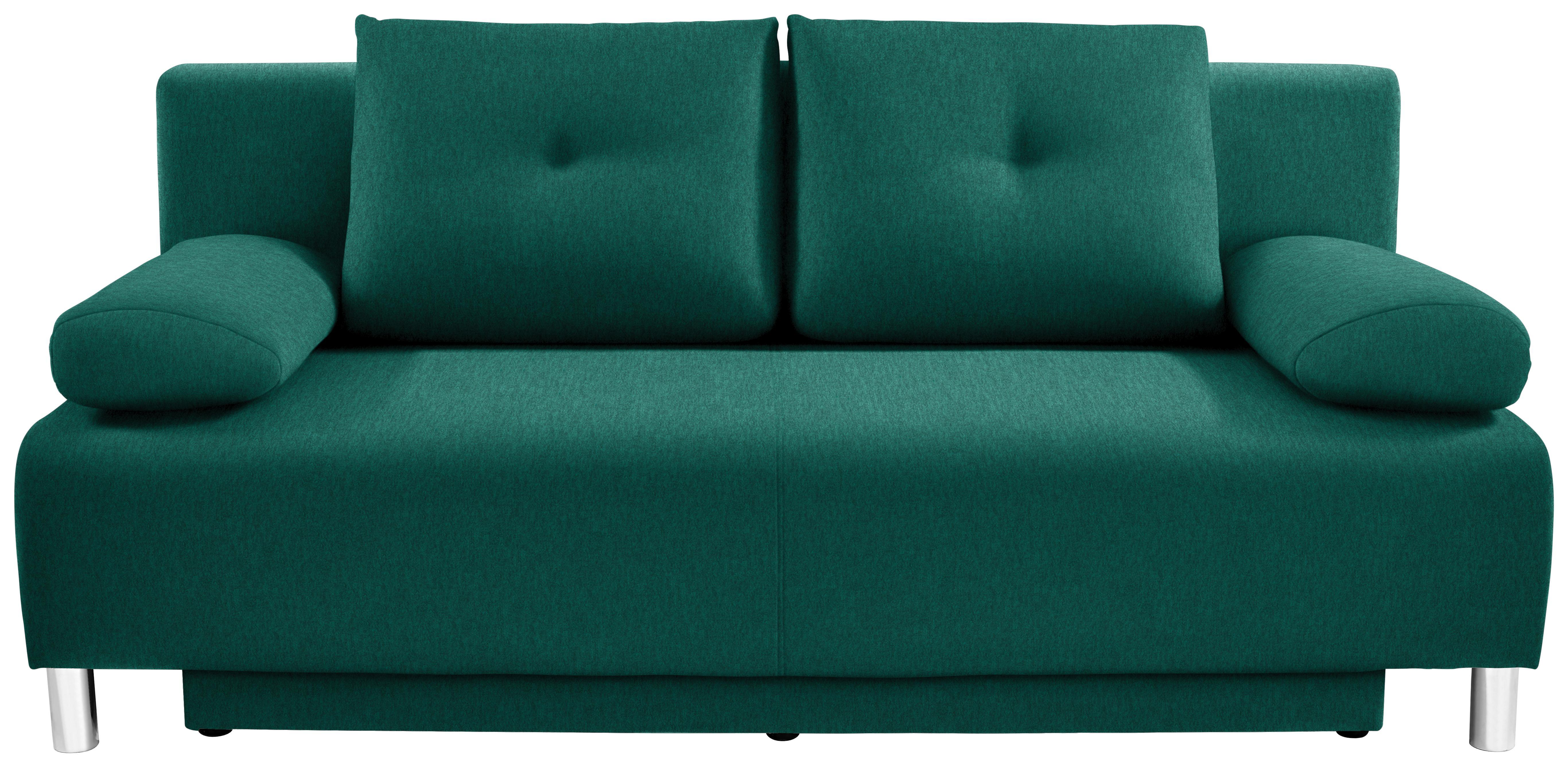 Boxspringsofa Ines B: 203 cm - Chromfarben/Grün, MODERN, Holz/Textil (203/96/102cm) - Luca Bessoni