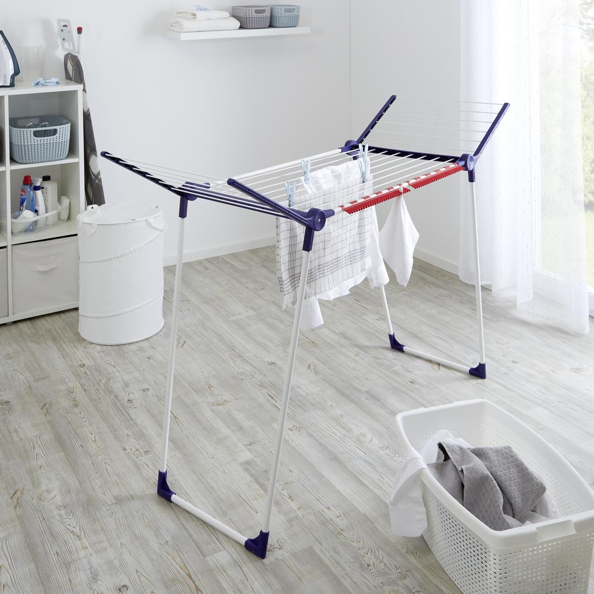 Wäscheständer Pegasus 150 Lxbxh: 157x55x87 Cm, Klappbar - Blau/Weiß, Basics, Kunststoff/Metall (157/55/87cm) - Leifheit