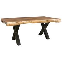 Esstisch Wl5.196 - Schwarz/Akaziefarben, Design, Holz/Metall (200/100/77cm) - MID.YOU