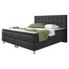 Boxspringbett Mit Topper Kingsize 180x210 Köln - Anthrazit/Silberfarben, KONVENTIONELL, Textil (180/115/210cm) - MID.YOU