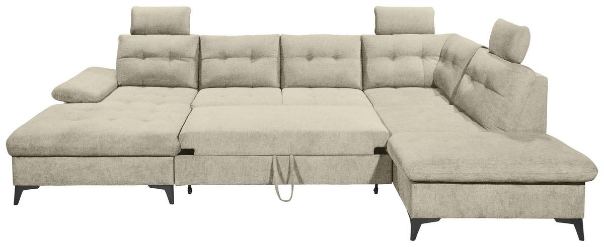 Sedacia súprava DURBAN U, pravá, béžová - čierna/béžová, Konventionell, textil/plast (170/324/218cm) - MID.YOU