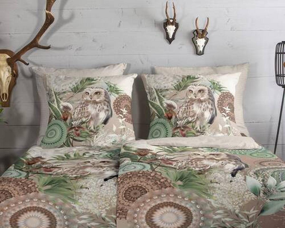 Wendebettwäsche Kirja Braun Grün Beige 135x200 cm - Beige/Braun, Design, Textil (135/200cm)