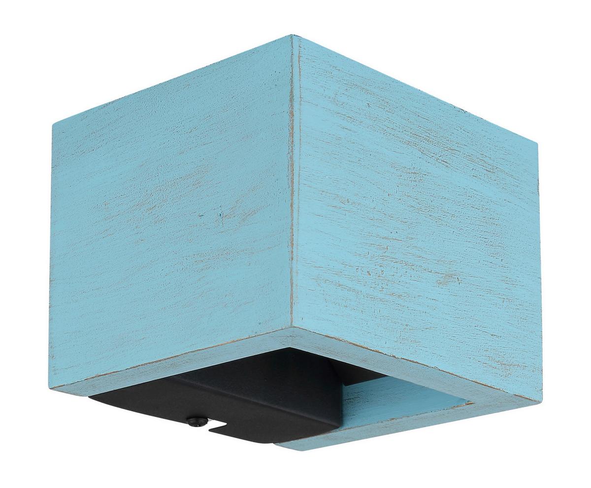 LED-Wandleuchte 15553w1b - Blau/Schwarz, Design, Holzwerkstoff/Metall (13.2/11.3/9.8cm) - Globo