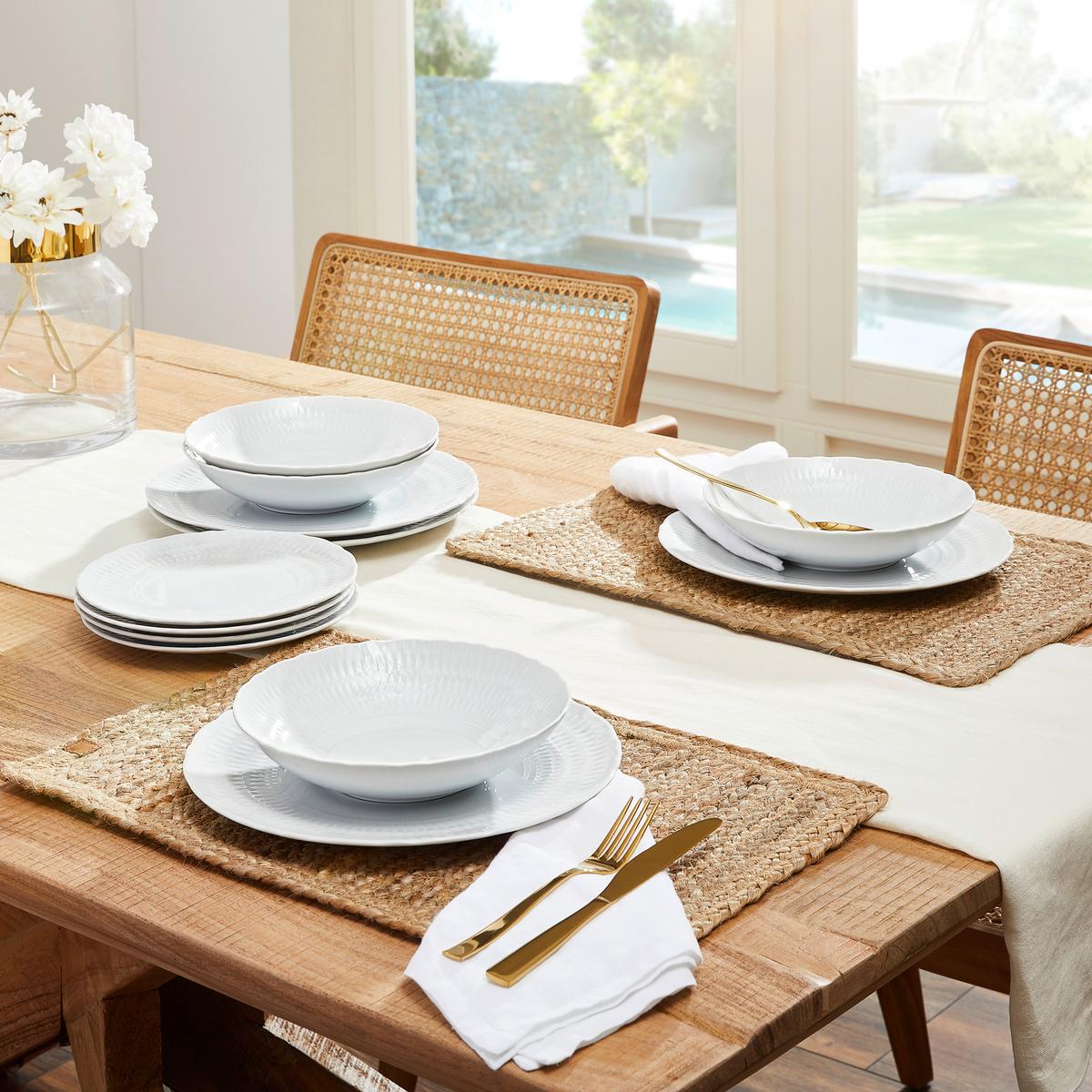 Tafelservice Keramik 4 Personen Geschirr Set Weiß - Weiß, Trend, Keramik (36,5/36,5/34,5cm) - Creatable